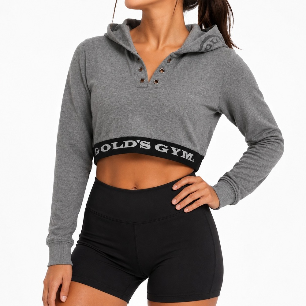 Golds Gym Cropped Hoodie Womens Size S Workout Activewear Sporty Bodybuilding